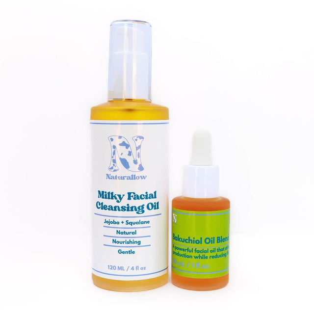 Naturallow's Cleanse and Treat Anti-Aging Oil Duo on a white background