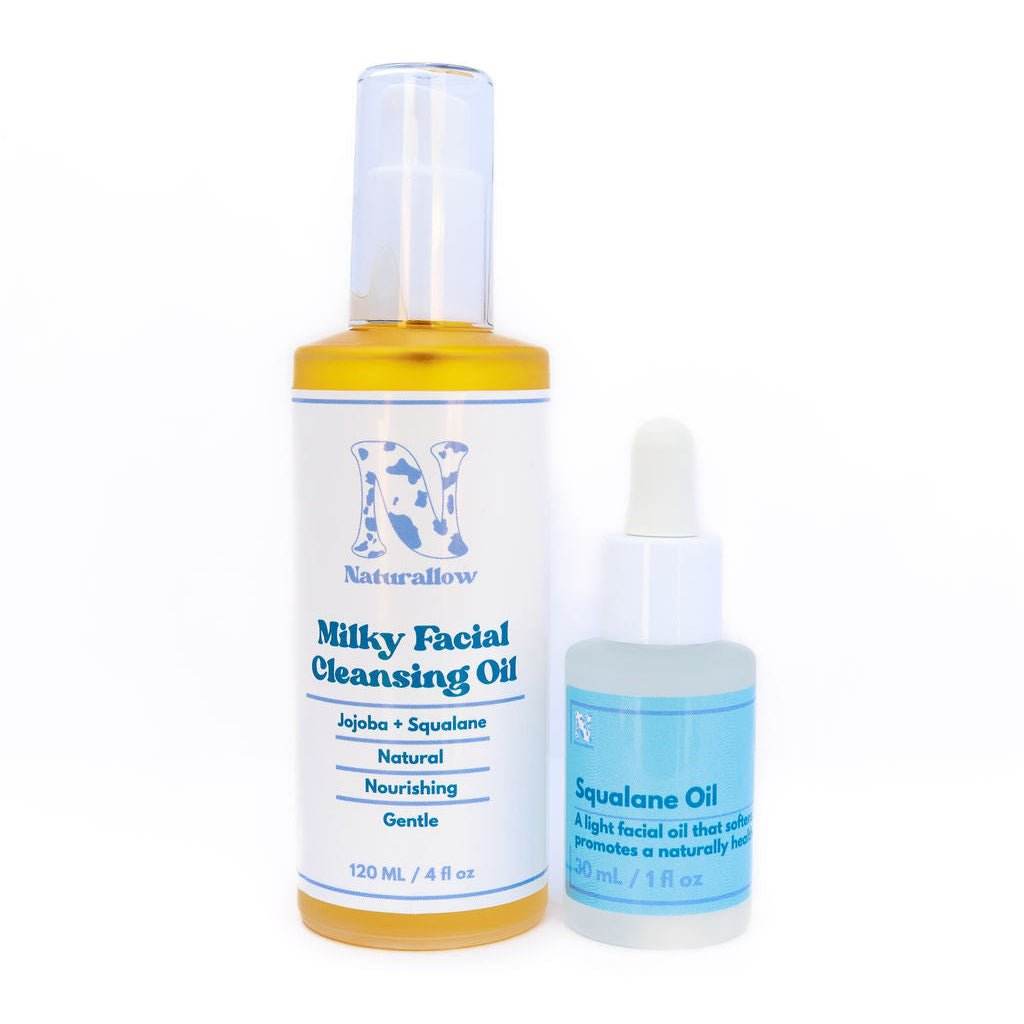 Naturallow's Non-Toxic Ultimate Skin Hydration Oil Duo for Dry, Sensitive Skin on a White Background