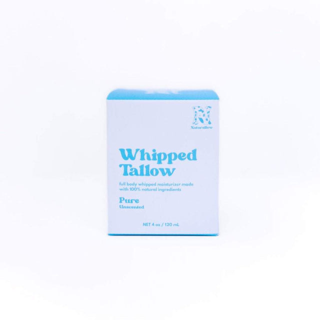 Naturallow's Pure Unscented Whipped Tallow Moisturizer Box for dry skin on a white background