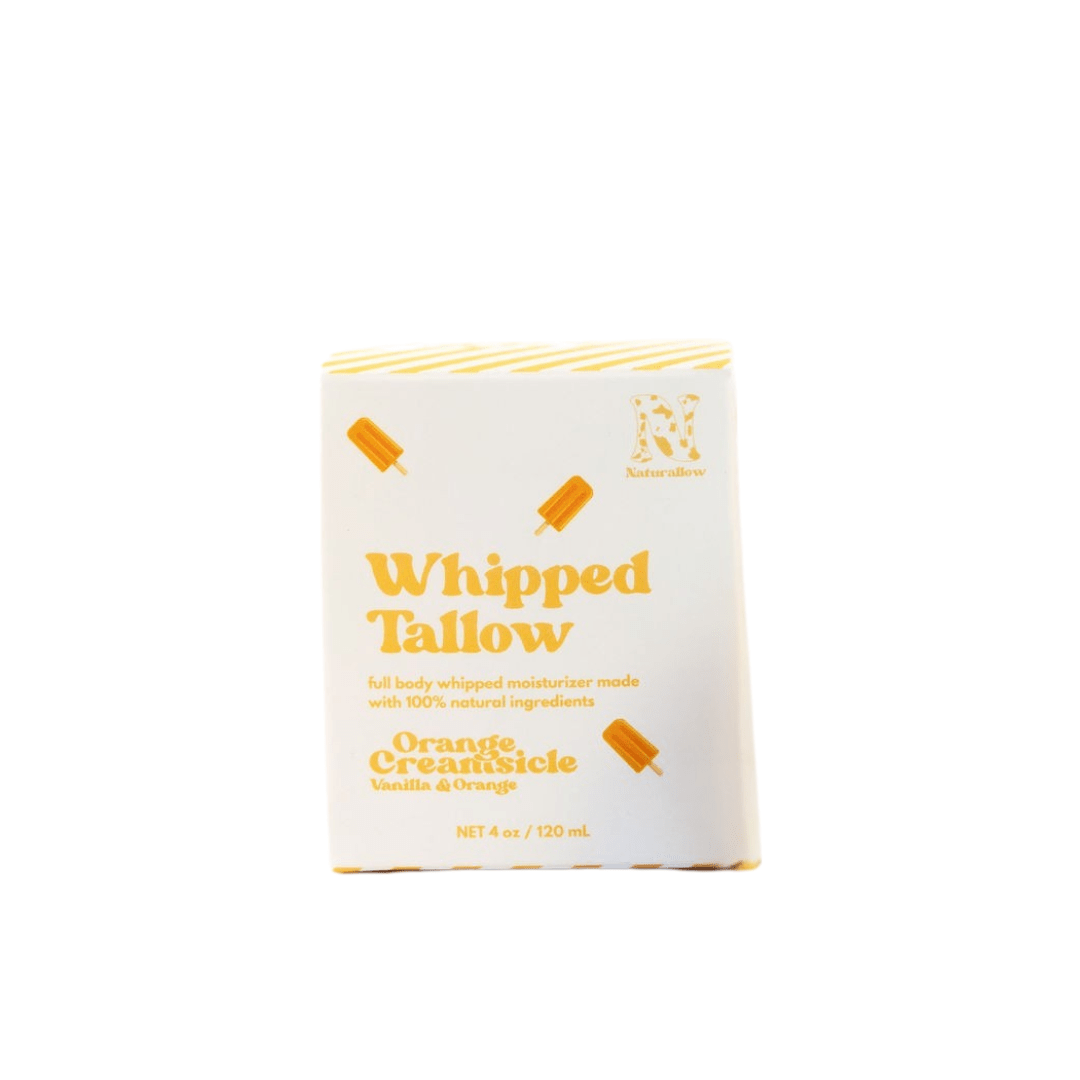 Naturallow's Orange Creamsicle Whipped Tallow Moisturizer box on a white background