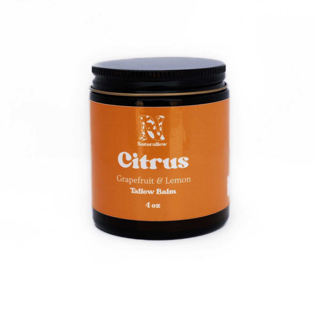 Naturallow's Citrus Tallow Body Balm Jar for dry skin on a white background
