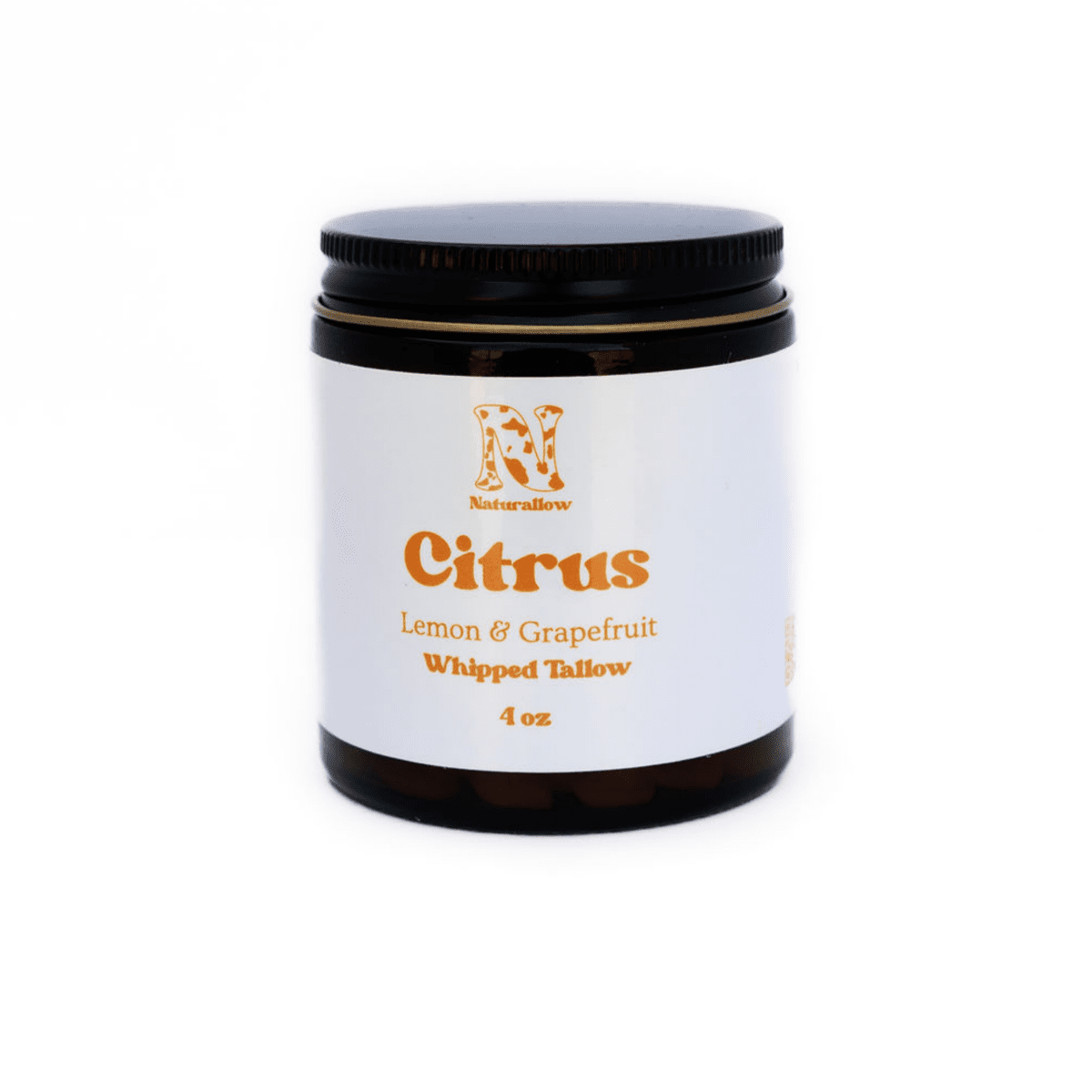 Naturallow's Citrus Whipped Tallow Moisturizer Jar for dry skin on a white background