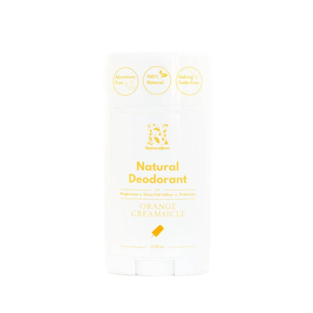 Naturallow's Limited Edition Orange Creamsicle deodorant on a white background