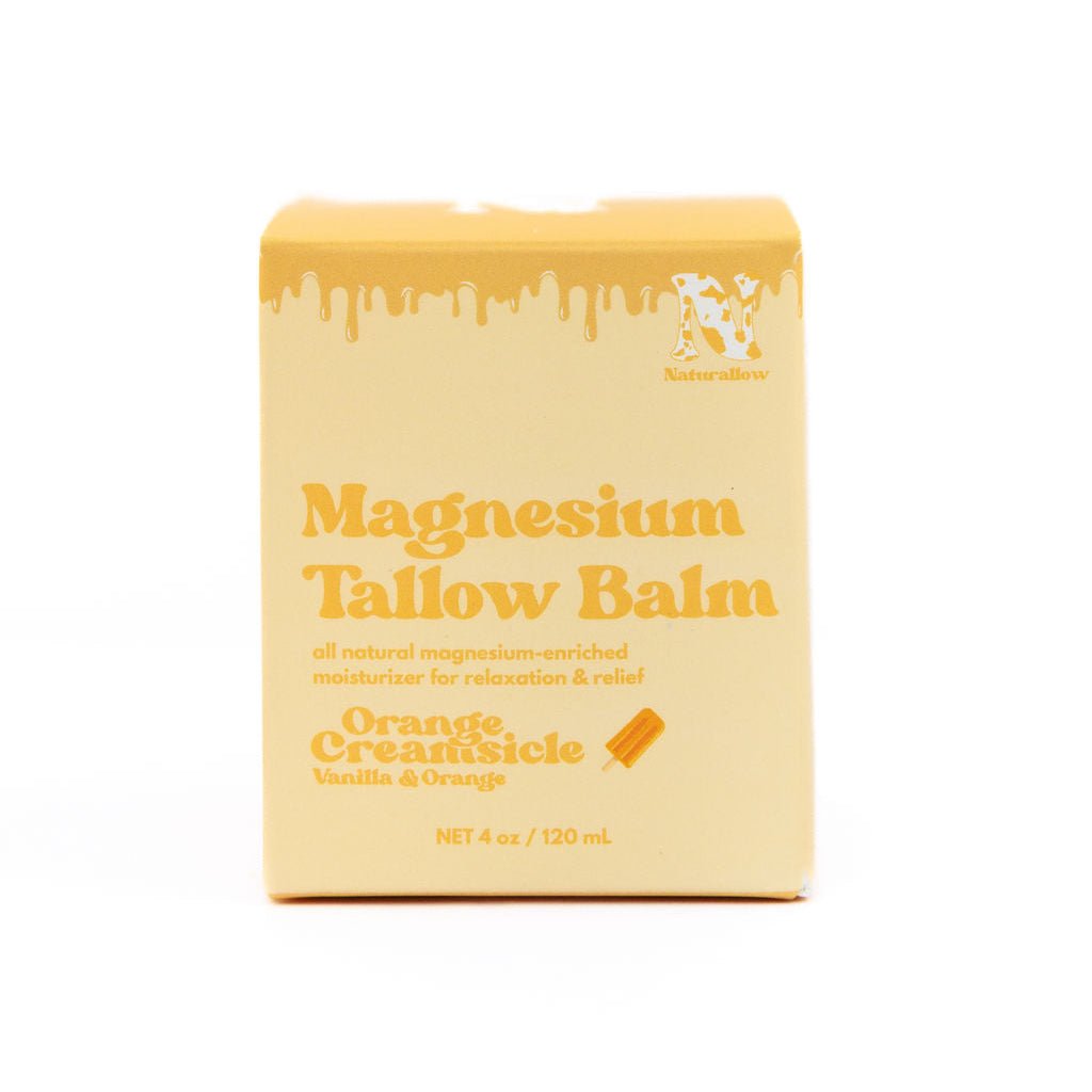 Naturallow's Limited Edition Orange Creamsicle Magnesium Balm box on a white background