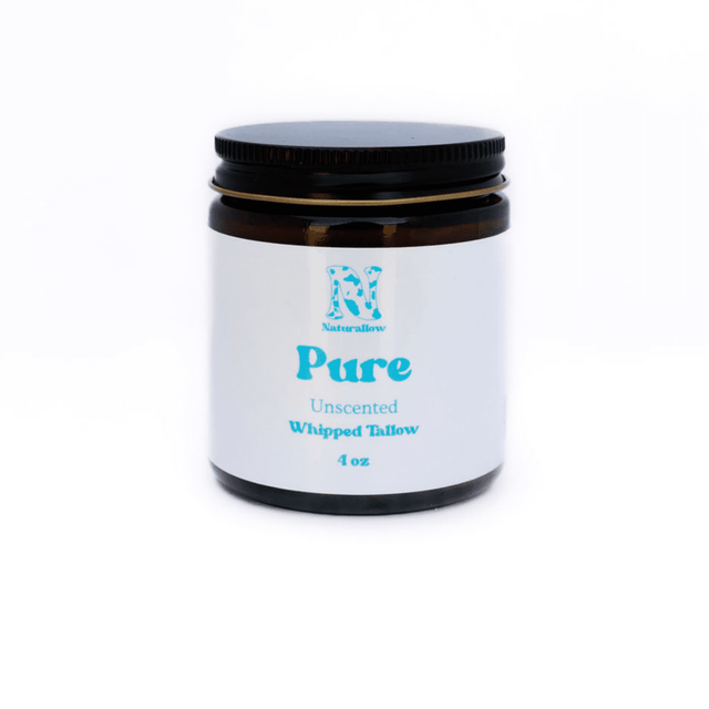Naturallow's Pure Unscented Whipped Tallow Moisturizer Jar for dry skin on a white background