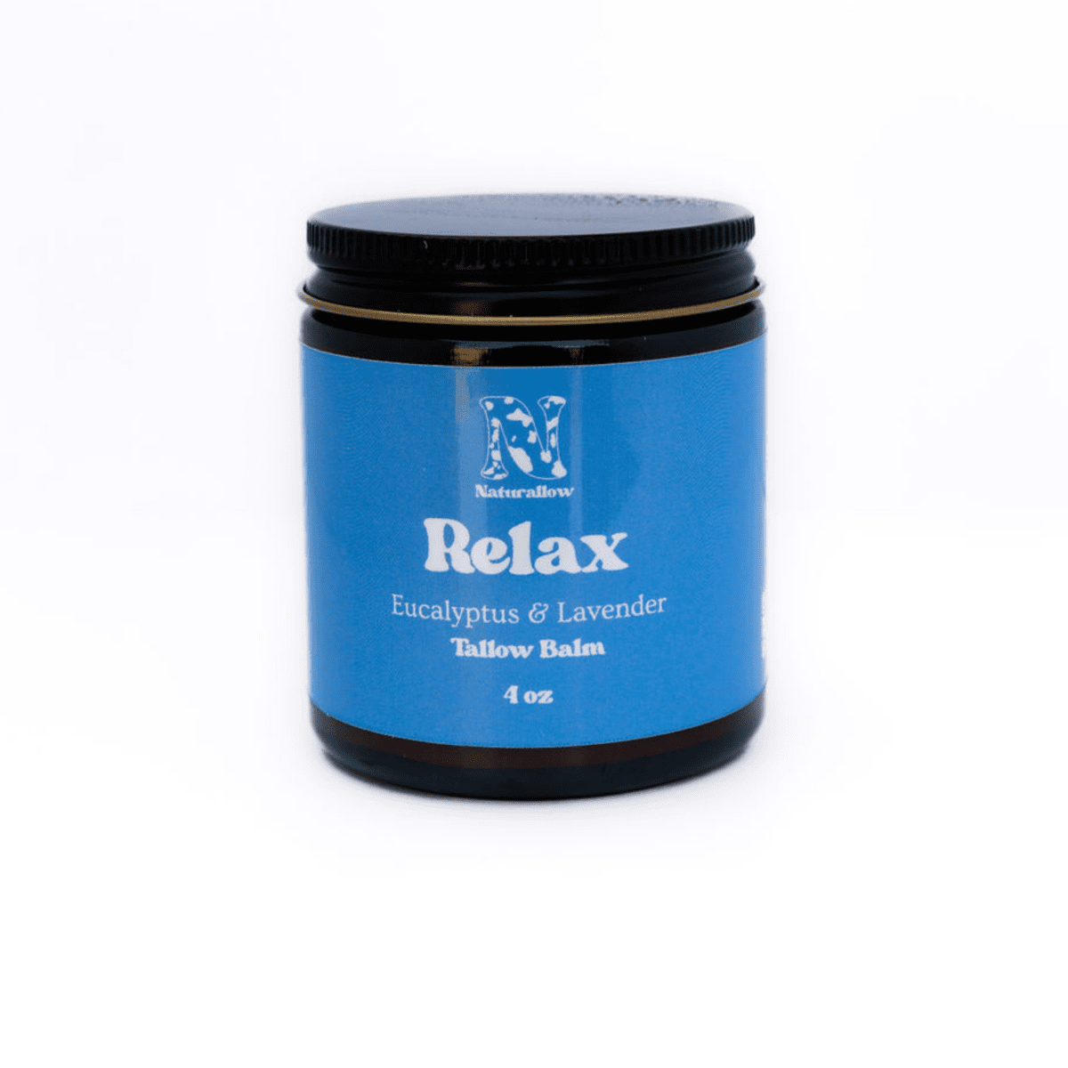 Naturallow's Relax Tallow Body Balm Jar for dry skin on a white background