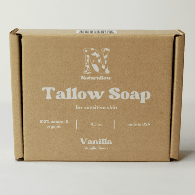 Naturallow Vanilla Tallow Soap against a white background
